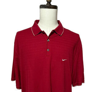 Nike Shirt Mens XXL Red Golf Dri Fit Short Sleeve Collared Pullover Polo